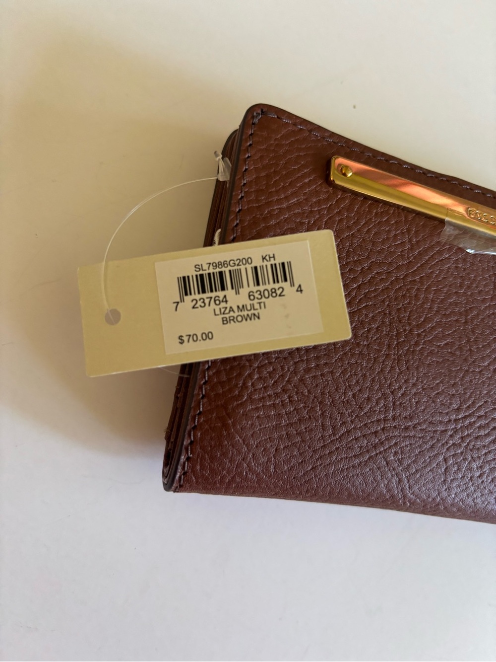 Fossil Wallet- Liza Multifunction Brown (Carmel) Bifold with Fossil Logo. - Picture 5 of 8